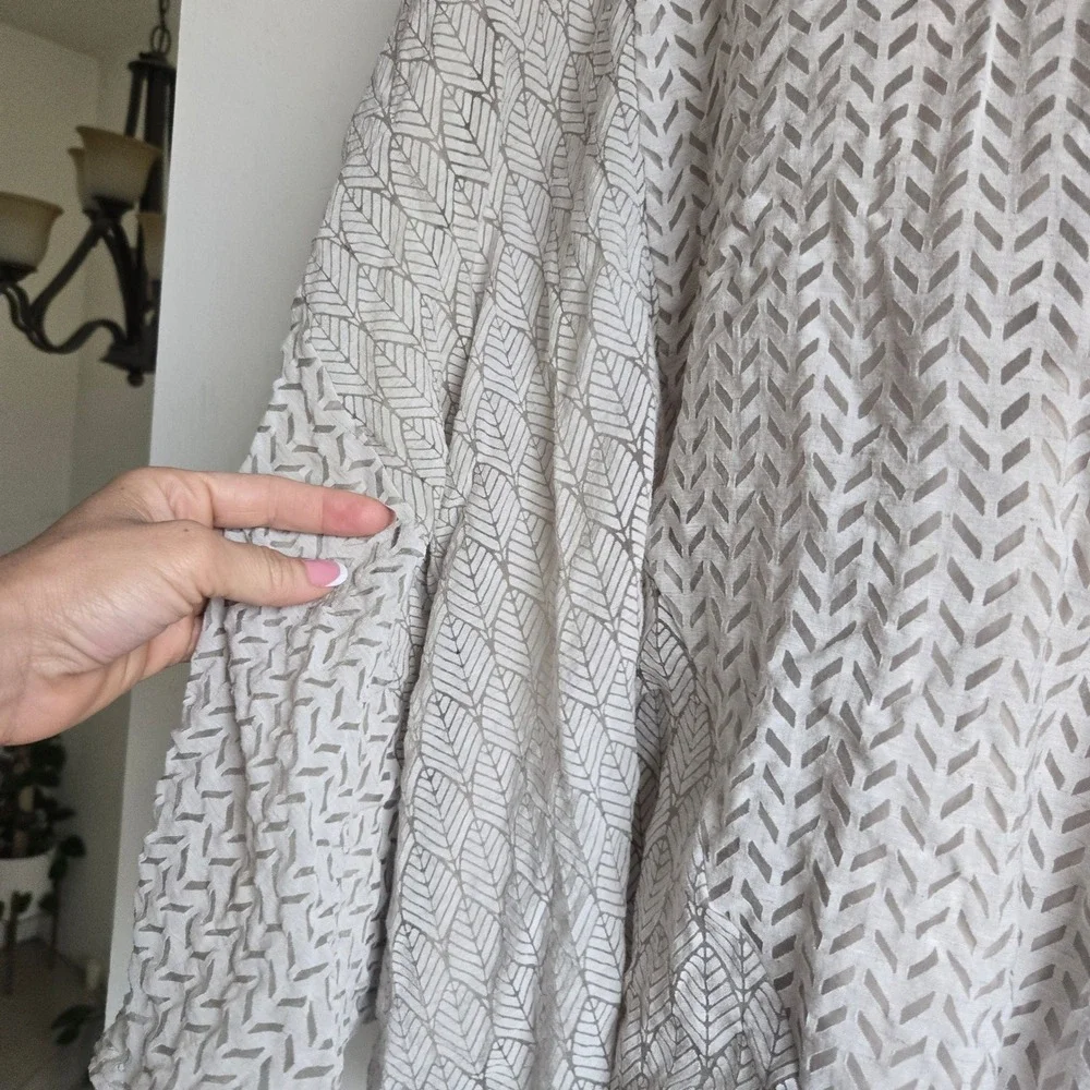 Maeve 6 A-Line Skirt Womens Beige Excellent Burnout Geometric Leaf Linen Blend‎